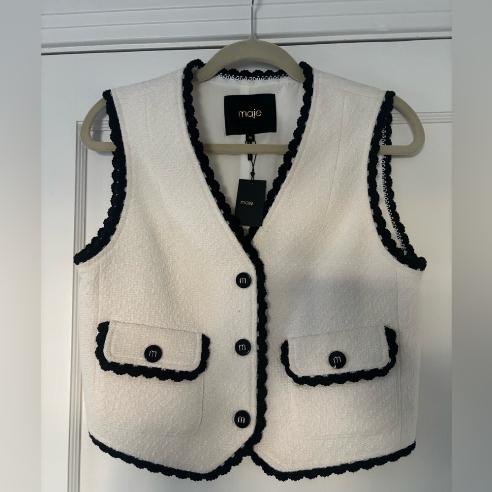 Maje White and Black Vest